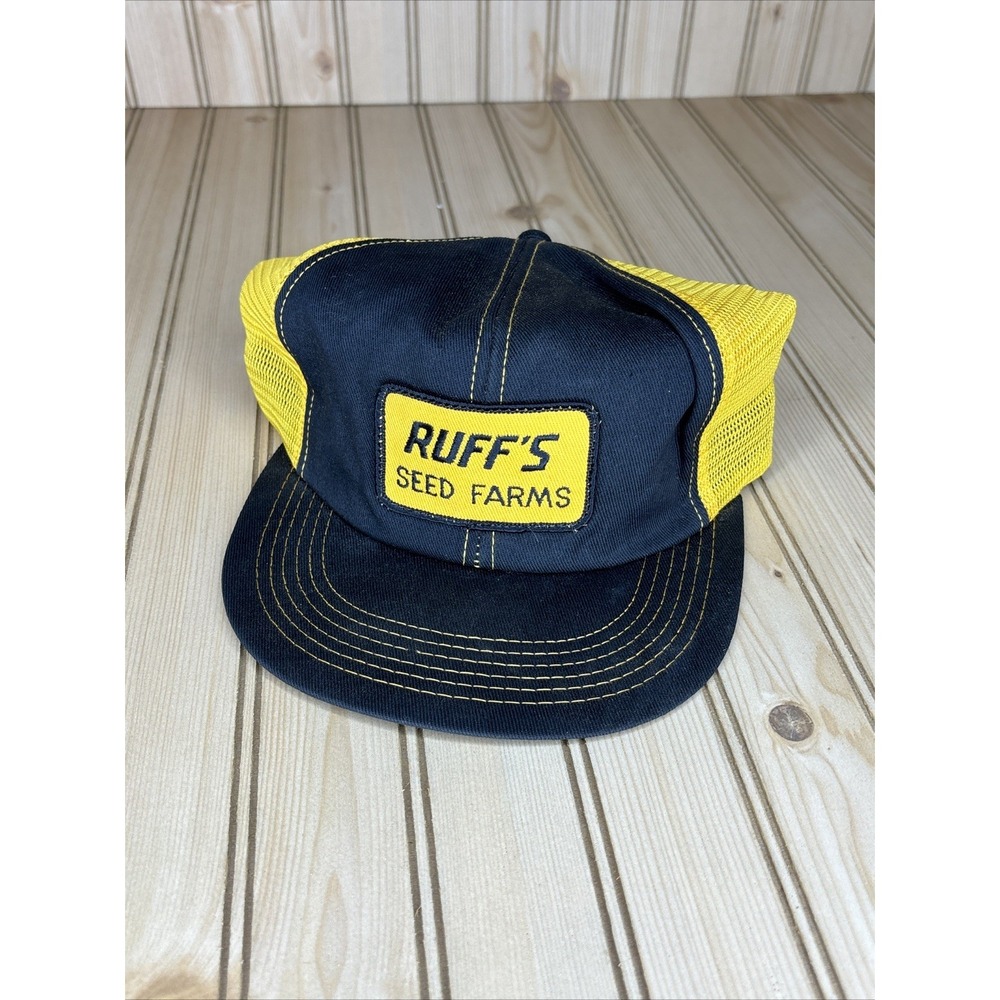 Vintage Ruff's Seed Farms SnapBack Hat Black And Gold K-Brand Farming Patch‎